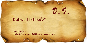 Duba Ildikó névjegykártya
